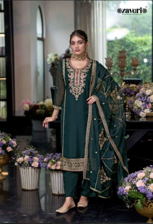 Organza Embroidered Ready Made Collection Green